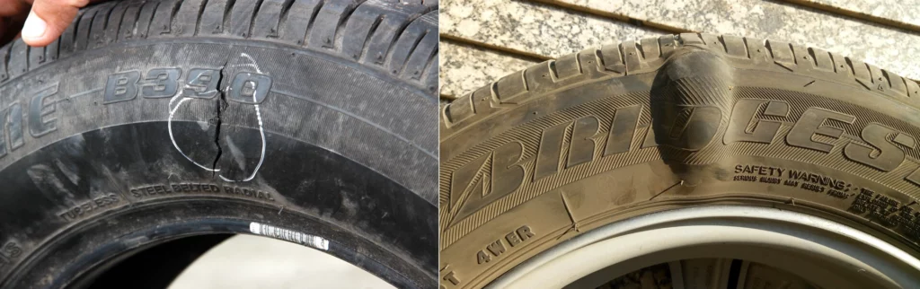 tyre bulge in sidewall